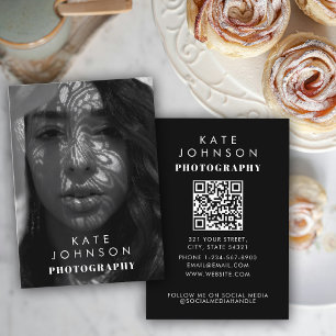 Schwarz-weißer vollständiger Foto QR-Code Soziale  Visitenkarte