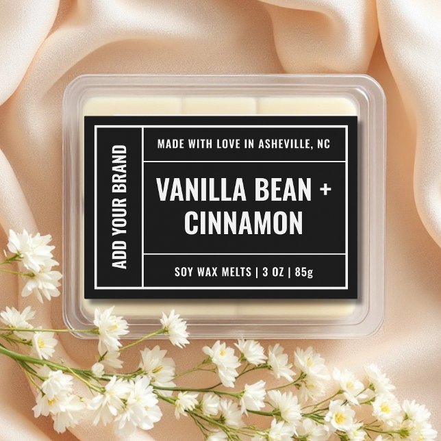 Schwarz-weißer Wachs Minimalistisch Modernes 3x2"- Lebensmitteletikett (Von Creator hochgeladen)