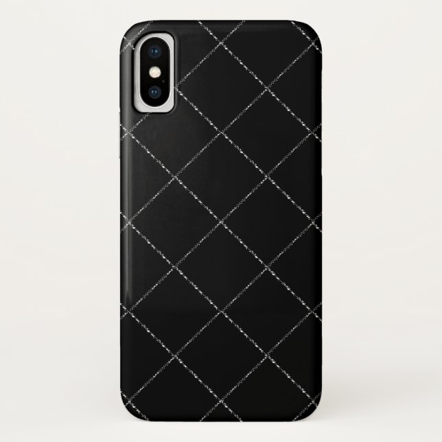 Schwarz-weißer Wavy Diamond Karo iPhone X Fall Case-Mate iPhone Hülle (Rückseite)