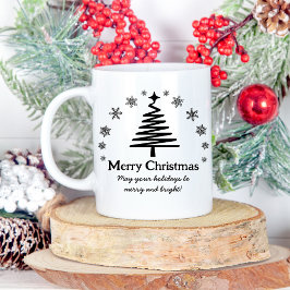 Schwarz-weißer Weihnachtsbaum Kaffeetasse