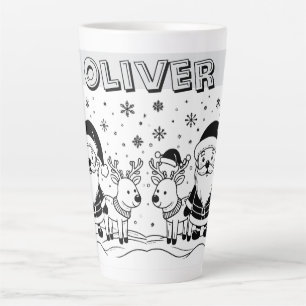 Schwarz-weißer Weihnachtsmann mit Rentieren Milchtasse