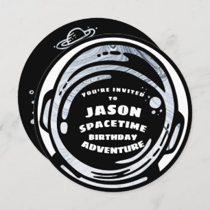 Schwarz-weißer Weltraum-Astronaut zum Geburtstag E Einladung