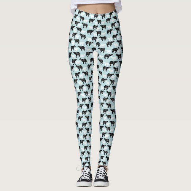 Schwarz-weißer Winterwaldbär Leggings (Vorderseite)