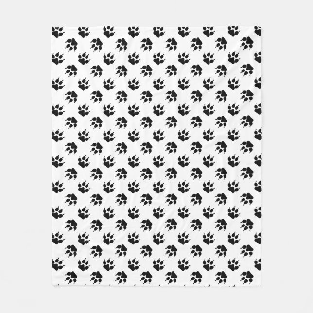 Schwarz-weißer Wolfspfote Fleecedecke (Vorderseite)