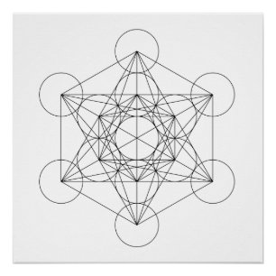 Schwarz-weißer Würfel des Metatron Poster