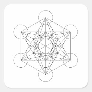 Schwarz-weißer Würfel des Metatron Quadratischer Aufkleber