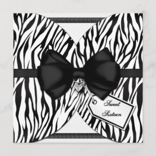 Schwarz-weißer Zebra laden Band u. Jeweled Bogen Einladung