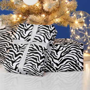 Schwarz-weißer Zebradruck Geschenkpapier