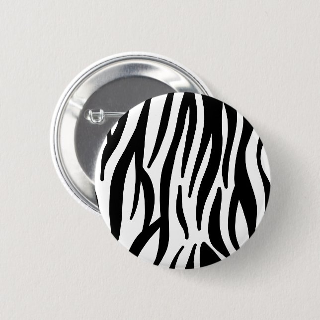 Schwarz-weißer Zebradruck in mädchenhaftem Stil Button (Vorne & Hinten)