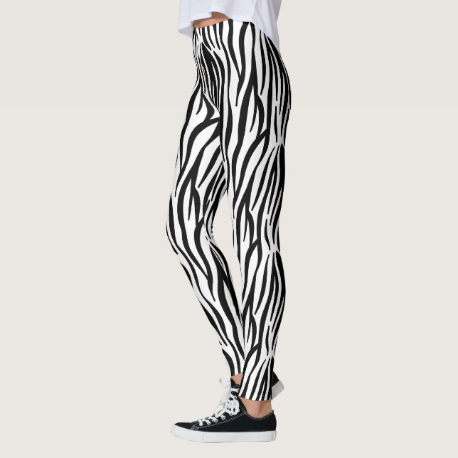 Schwarz-weißer Zebradruck in mädchenhaftem Stil Leggings (Links)