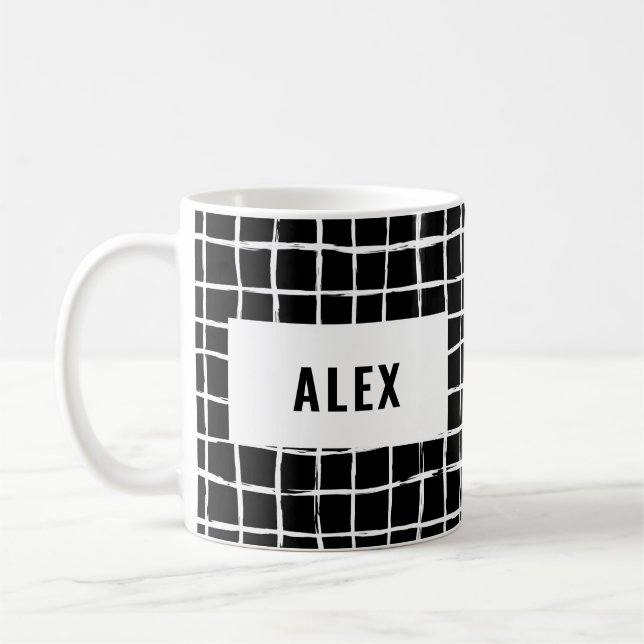 Schwarz-weißes 4 Foto modernes minimales abstrakt  Kaffeetasse (Links)