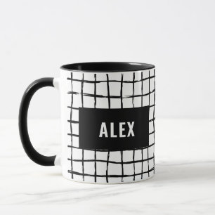 Schwarz-weißes 4-Foto-Raster, modern, minimalistis Tasse