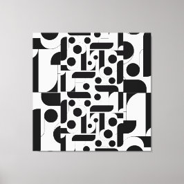 Schwarz-weißes abstraktes geometrisches Muster Leinwanddruck