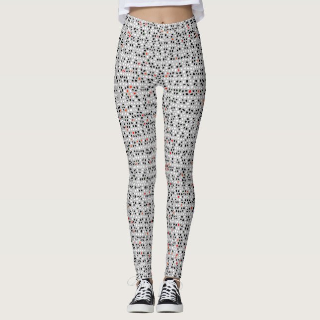 Schwarz-weißes Abstraktes Muster Chic Leggings (Vorderseite)