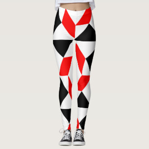 Schwarz-weißes abstraktes rotes geometrisches Must Leggings