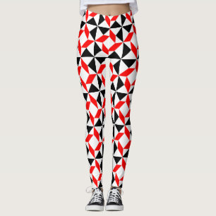 Schwarz-weißes abstraktes rotes geometrisches Must Leggings