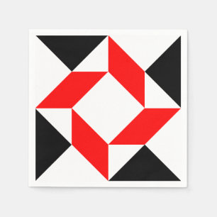 Schwarz-weißes abstraktes rotes geometrisches Must Serviette