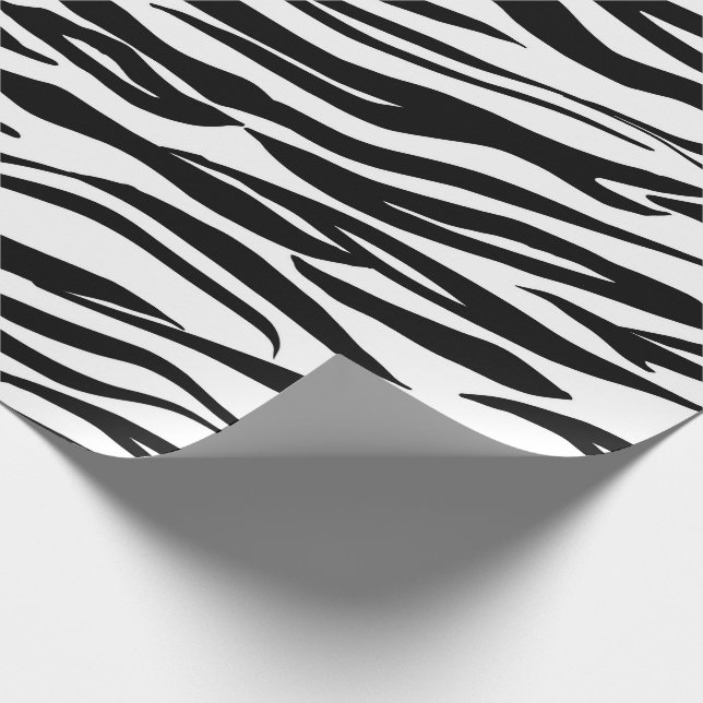 Schwarz-weißes Abstraktes Tiger Fur Haut Elegant Geschenkpapier (Ecke)