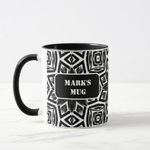 Schwarz-weißes Achteckmuster Tasse