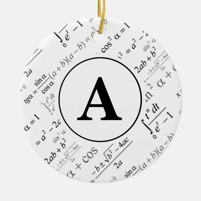 Schwarz-weißes Algebra-Mathematik Monogramm Keramikornament (Vorne)