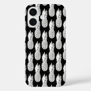 Schwarz-weißes Ananas-Muster iPhone 16 Hülle
