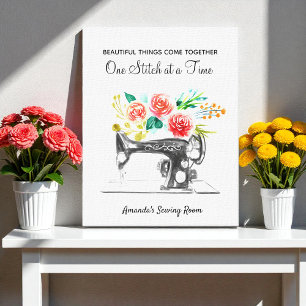 Schwarz-weißes Angebot für die Nähmaschine Leinwanddruck