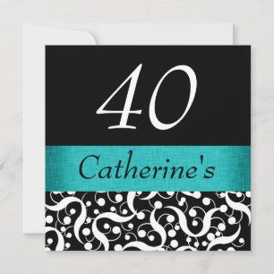 Schwarz-weißes Aqua-elegante jedes Jahrgangs Einladung