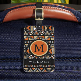 Schwarz-weißes Aztekenmuster Gepäckanhänger