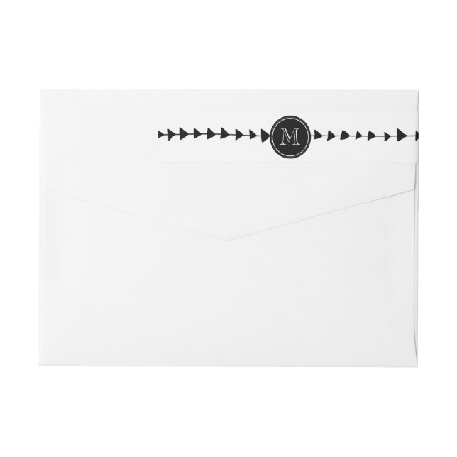 Schwarz-weißes aztekisches Pfeil-Monogramm (Rückseite)