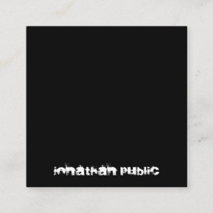 Schwarz-weißes B&W-Elegant Minimalistisch Quadratische Visitenkarte