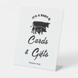 Schwarz-weißes BabyQ Baby Duschkarten & Geschenksc Sockelschild