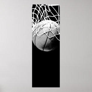 Schwarz-weißes Basketball-Türplakat Poster