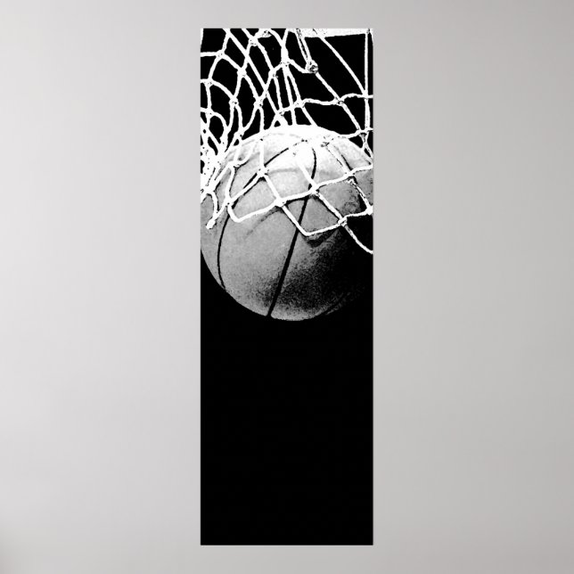 Schwarz-weißes Basketball-Türplakat Poster (Vorne)
