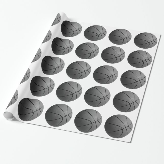 Schwarz-weißes Basketball-Wrapper Geschenkpapier (Ungerollt)