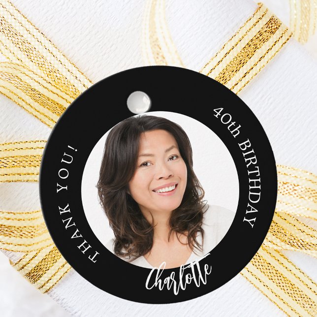 Schwarz-weißes benutzerdefiniertes Foto Dankeschön Geschenkanhänger (Von Creator hochgeladen)