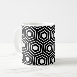 Schwarz-weißes Bienenhexagon-Streifen-Muster Kaffeetasse