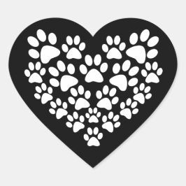 Schwarz-weißes Blatt Herz Herz-Aufkleber