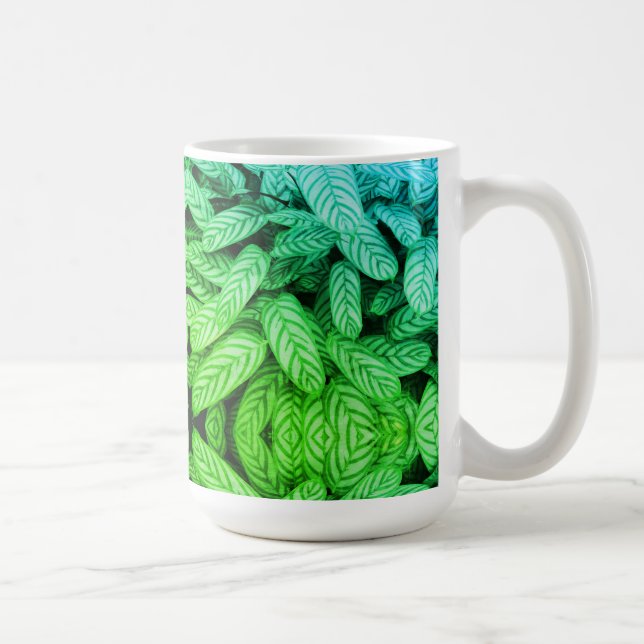 Schwarz-weißes Blattmuster  Kaffeetasse (Rechts)