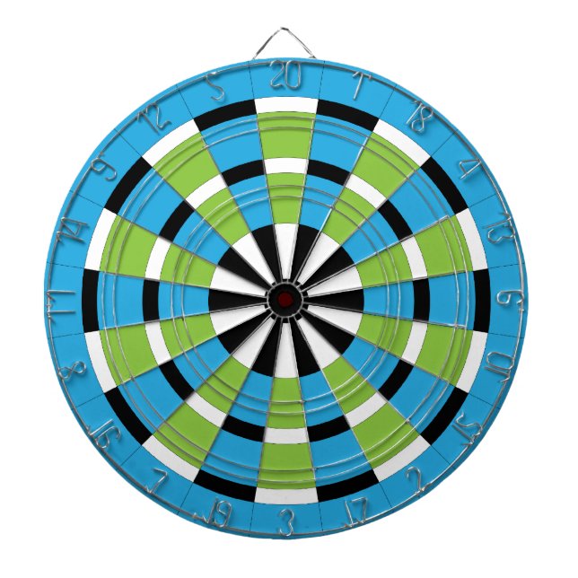 Schwarz-weißes Blau und Limones Dartboard Dartscheibe (vorne)