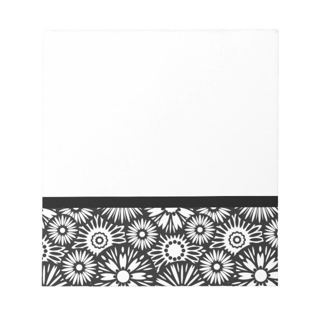 Schwarz-weißes Blumen-Notizbuch Notizblock (Vorderseite)