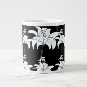 Schwarz-weißes Blumengeschenk Jumbo-Tasse