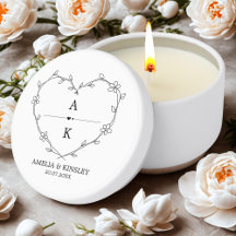 Schwarz-weißes Blumenherz Moderne Monogramm Hochze