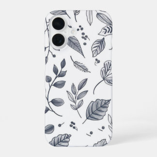 Schwarz-weißes botanisches Blattmuster-Handyhülle iPhone 16 Hülle