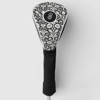 Schwarz-weißes botanisches Monogramm Golf Headcover