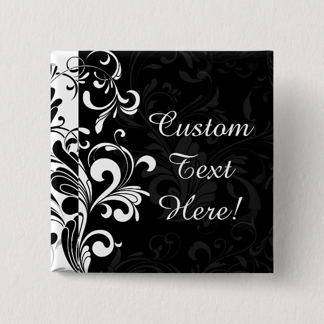 Schwarz-weißes Brunnen-Strudel-Party Button (Vorderseite)