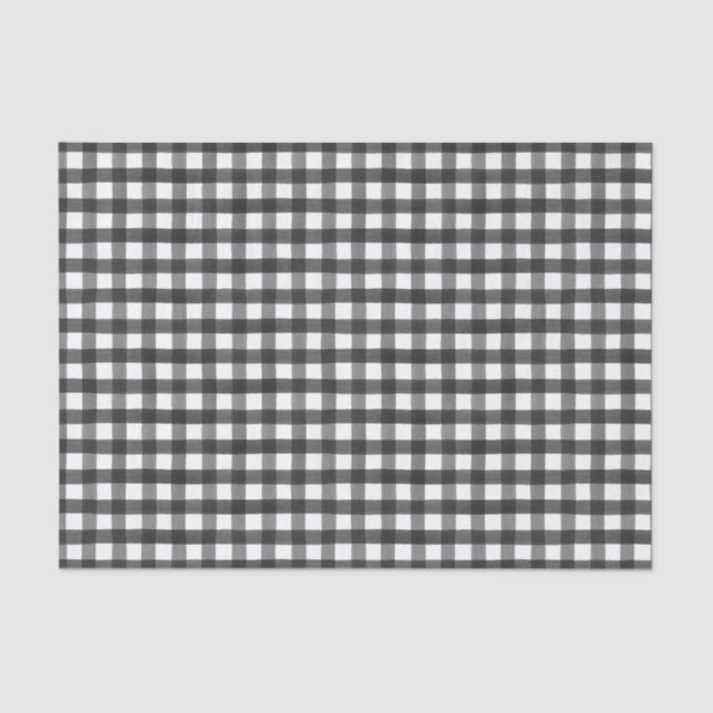 Schwarz-weißes Buffalo Karo Geschenk-Wrapper Seidenpapier (Vorderseite)
