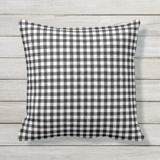 Schwarz-weißes Büffel-Karo-Gingham-Entwurfs-Muster Kissen