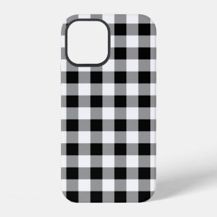 Schwarz-weißes Büffel-Karo-Muster iPhone 12 Hülle