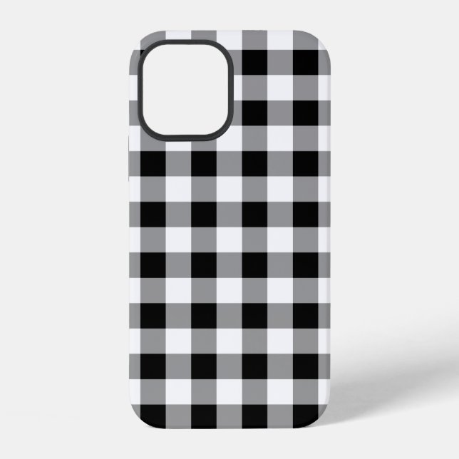 Schwarz-weißes Büffel-Karo-Muster iPhone Hülle (Rückseite)