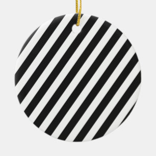 Schwarz-weißes Candy-Stripe-Design-Ornament Keramik Ornament